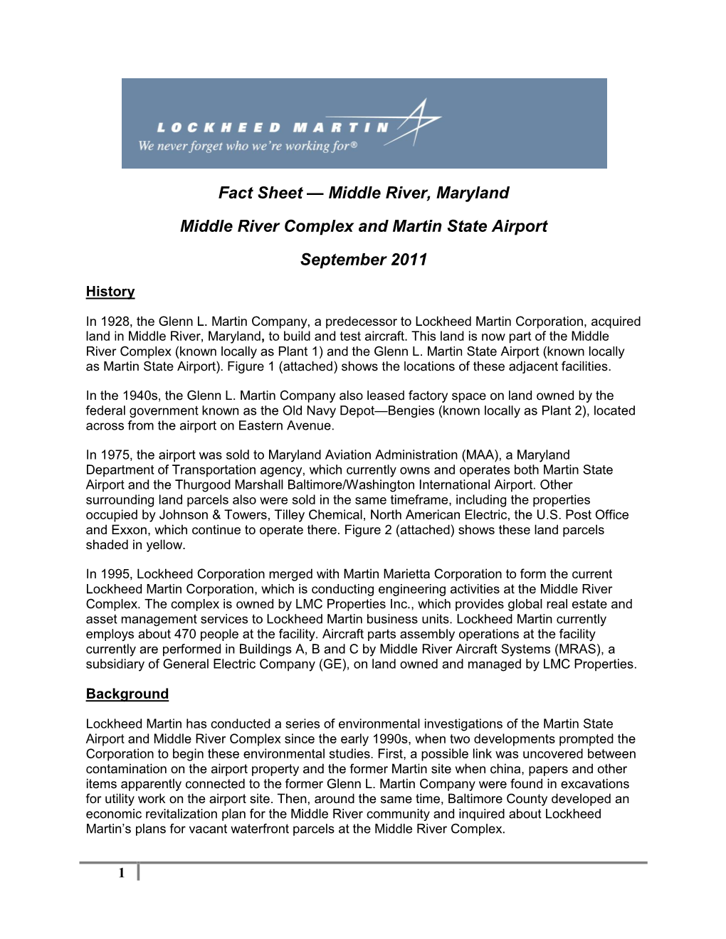 Fact Sheet — Middle River, Maryland