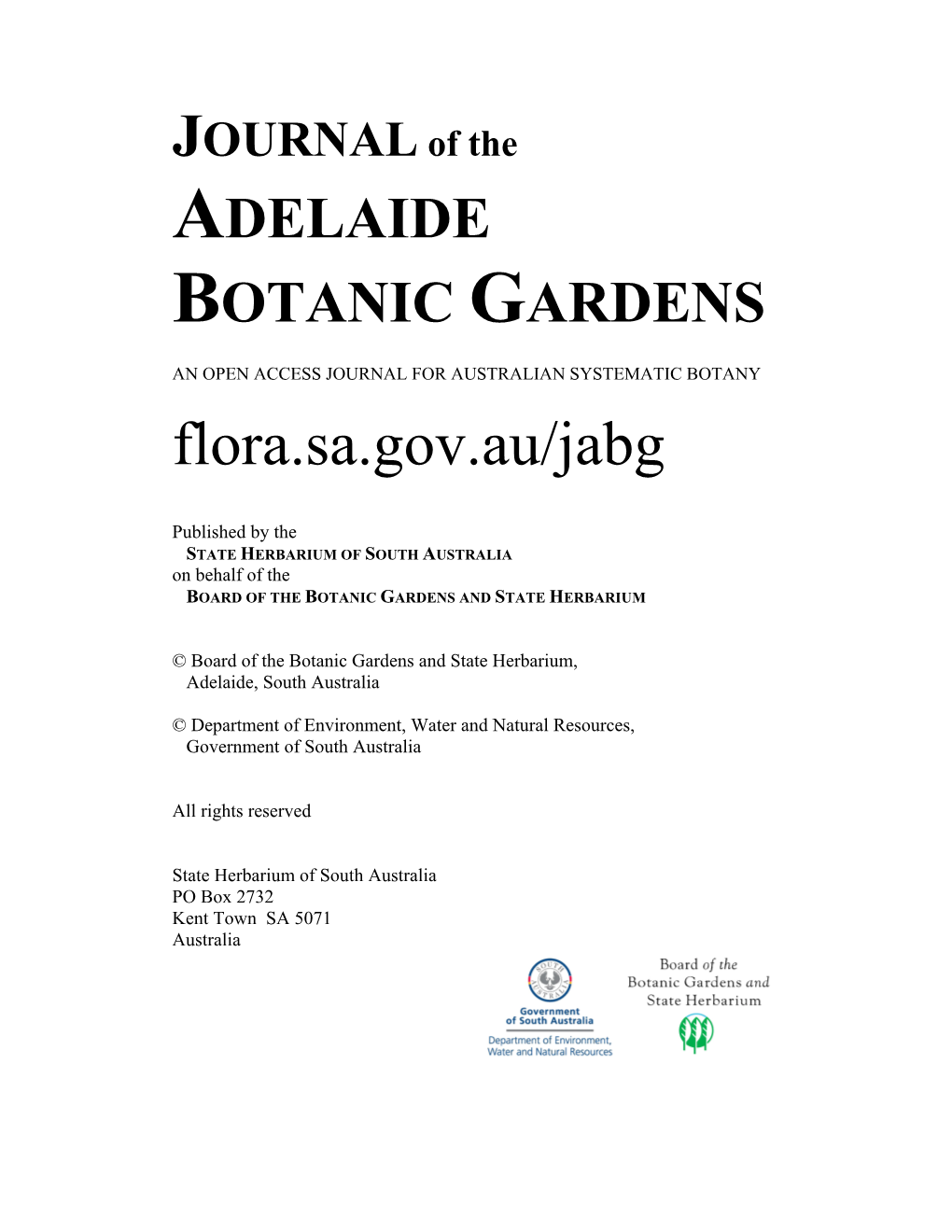 37610 Dept Enviro Heritage Science Adel Botanic Gardens TEXT 2 Front