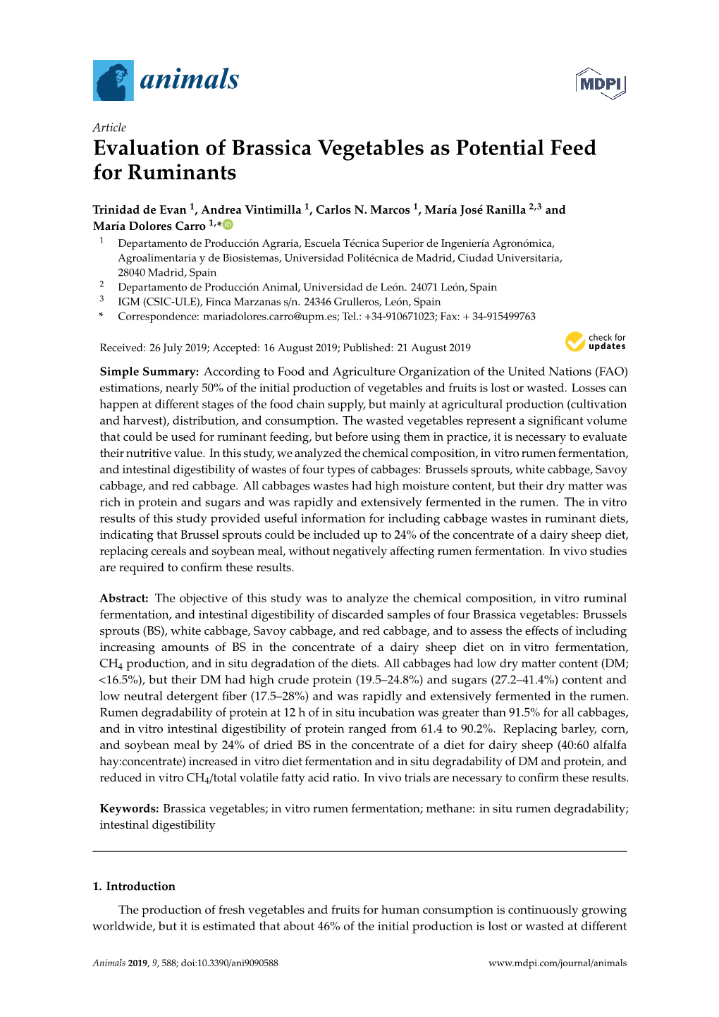 Evaluation of Brassica Vegetables As Potential Feed for Ruminants