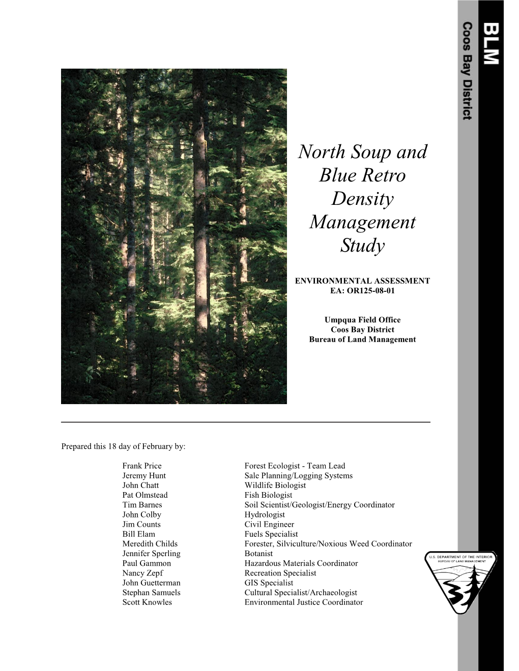 North Fork Soup Creek and Blue Retro Density Management Study