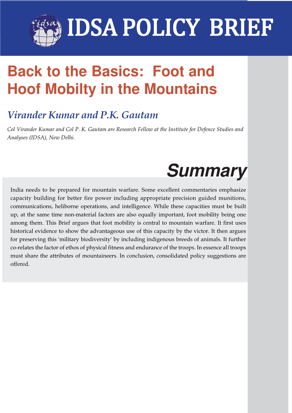 Back to the Basics: Foot and Hoof Mobilty in the Mountains