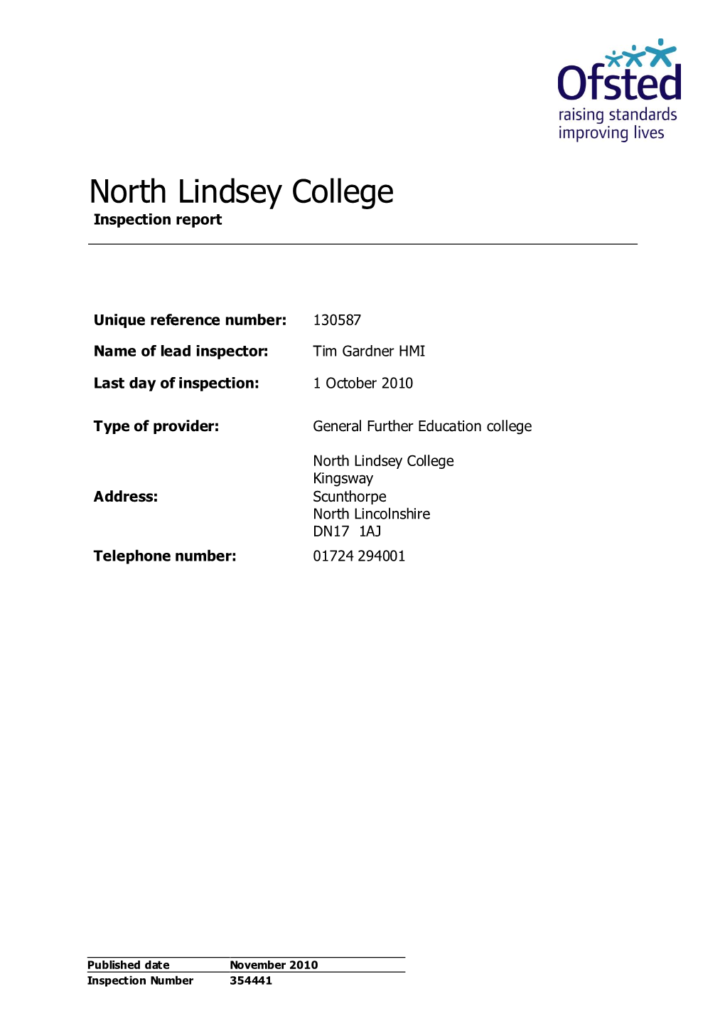 North Lindsey College Inspection Report