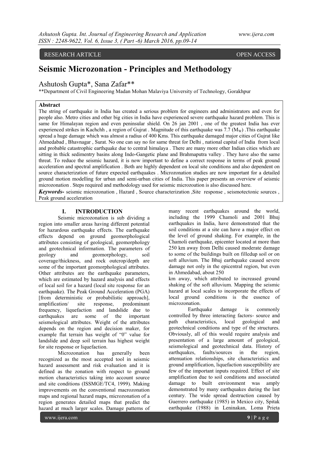 Seismic Microzonation - Principles and Methodology