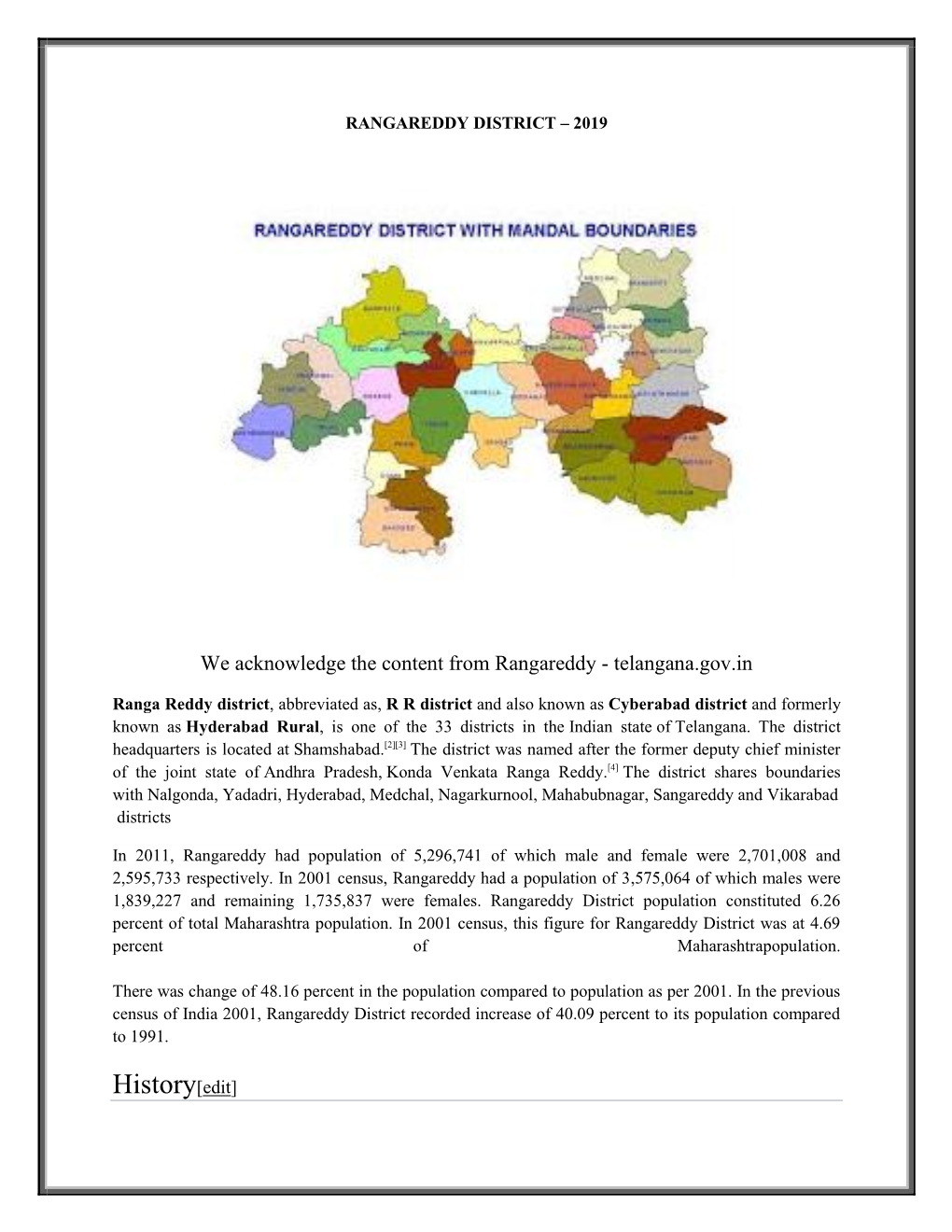 Rangareddy-Vikarabad-Districts