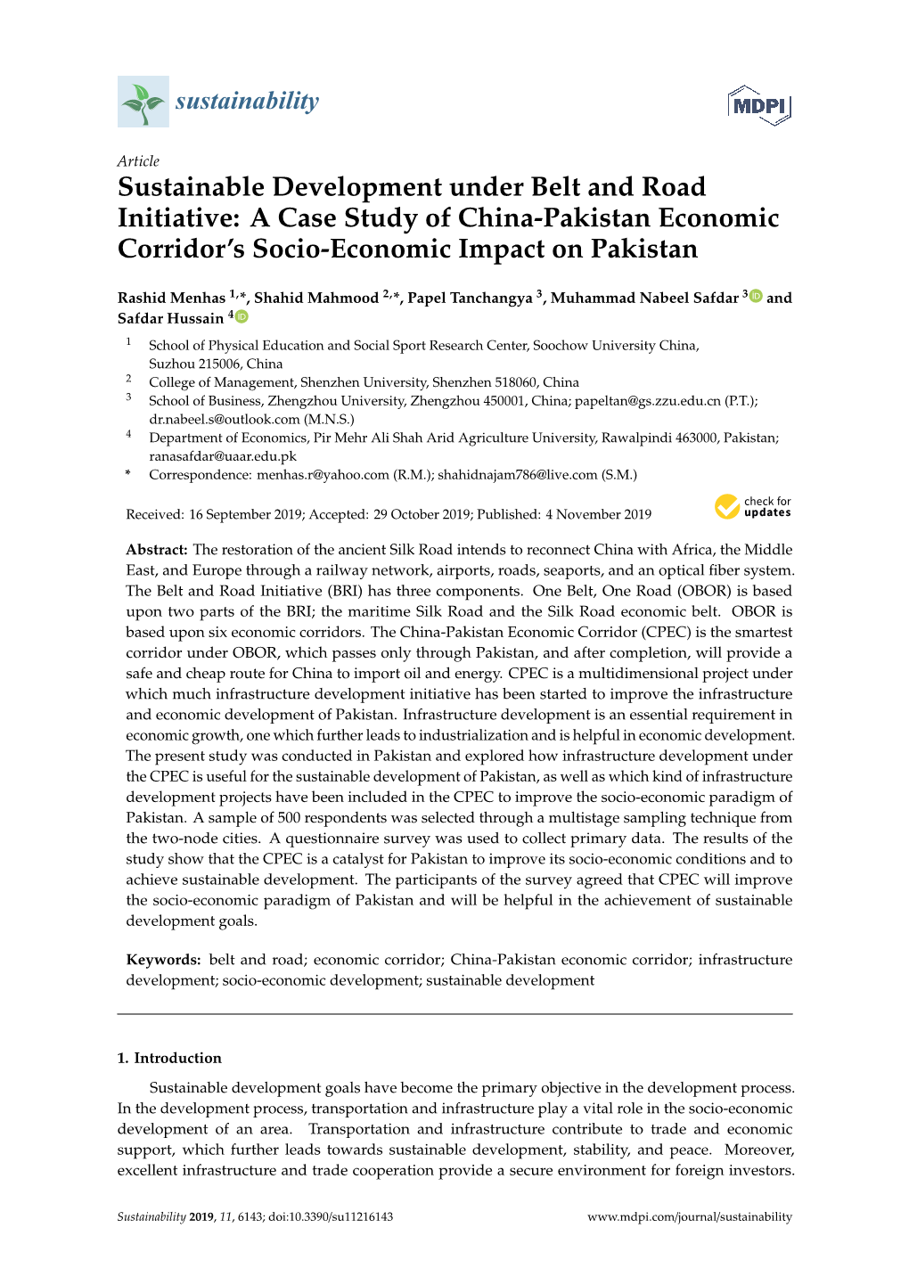 A Case Study of China-Pakistan Economic Corridor's Socio