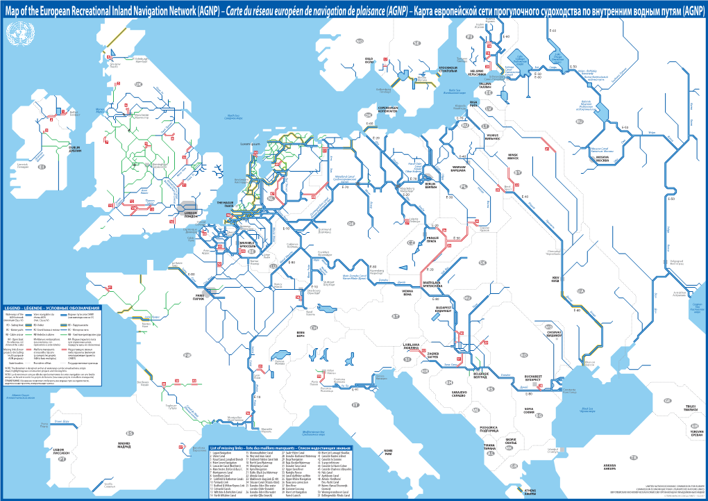 Map of the European Recreational Inland Navigation