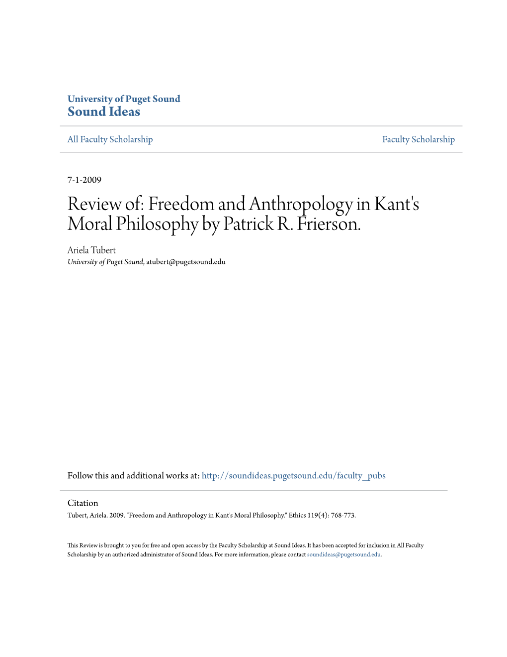 Freedom and Anthropology in Kant's Moral Philosophy by Patrick R