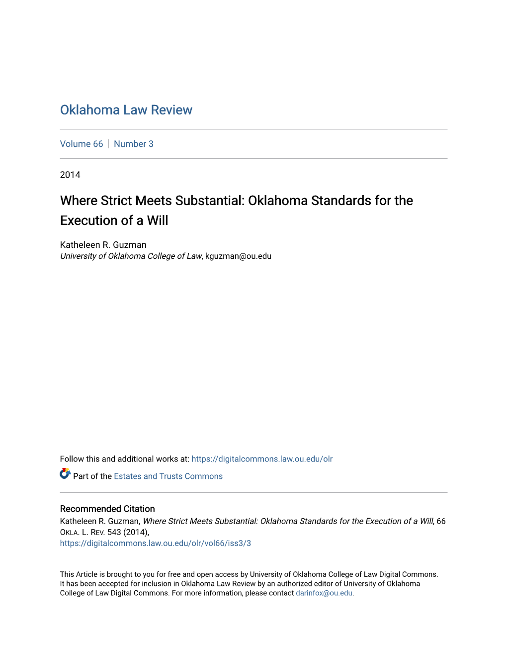 Oklahoma Standards for the Execution of a Will
