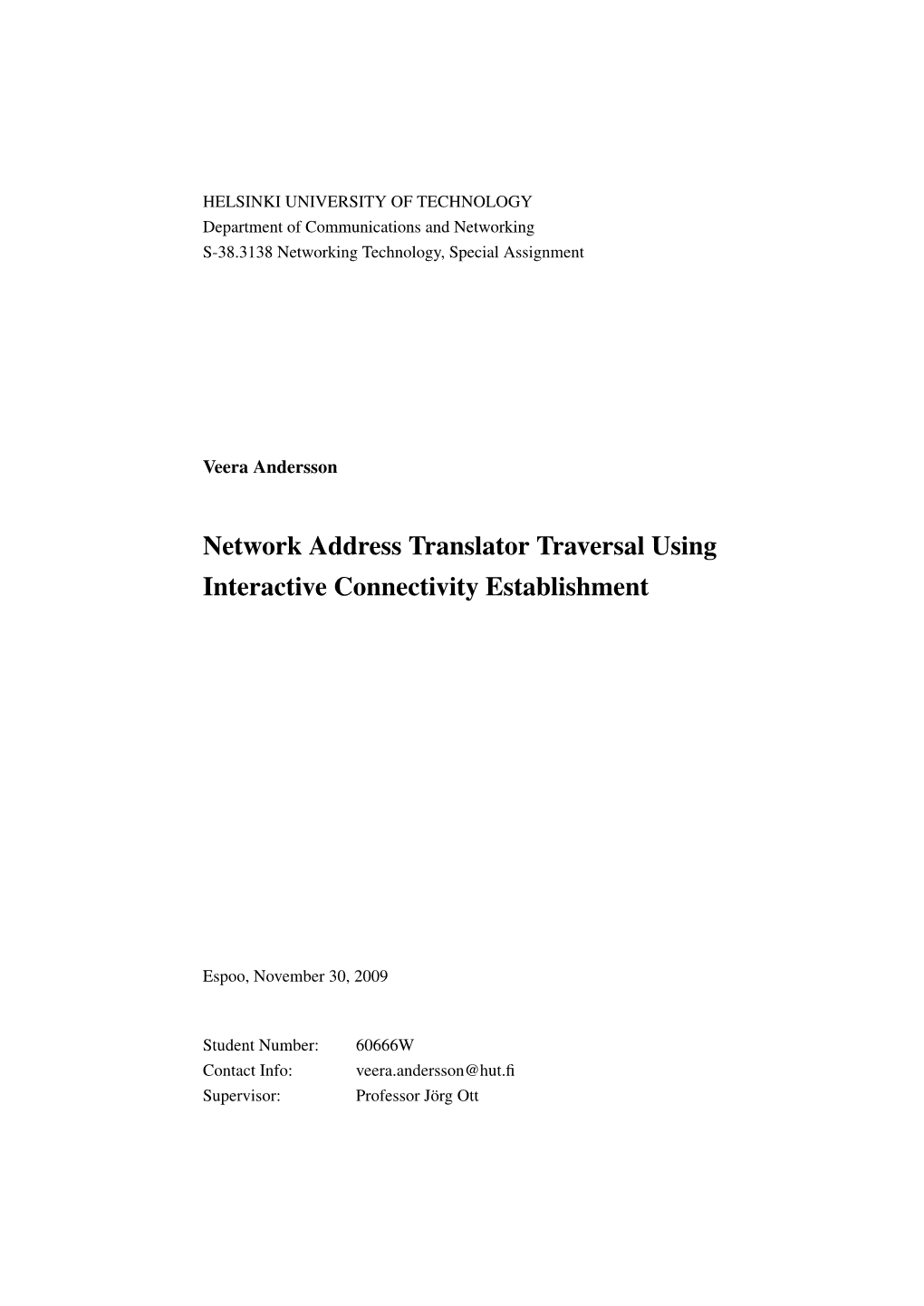 Network Address Translator Traversal Using Interactive Connectivity Establishment