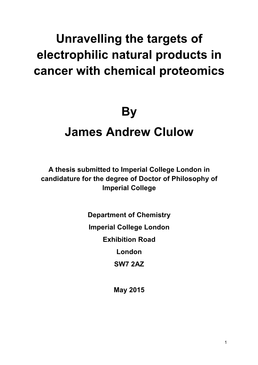 Unravelling the Targets of Electrophilic Natural Products in Cancer with Chemical Proteomics