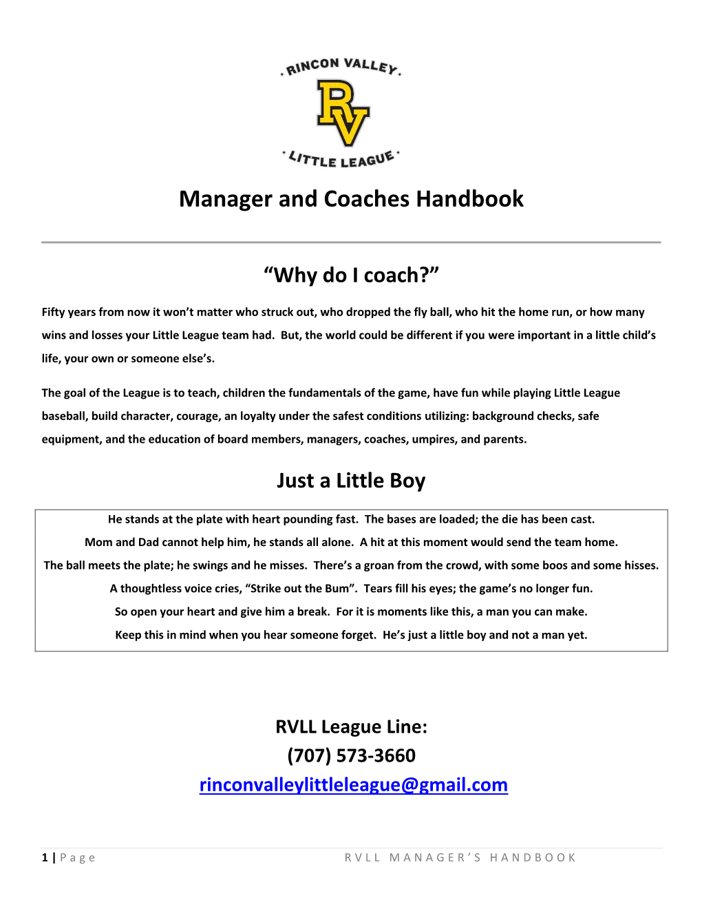 Manager and Coaches Handbook