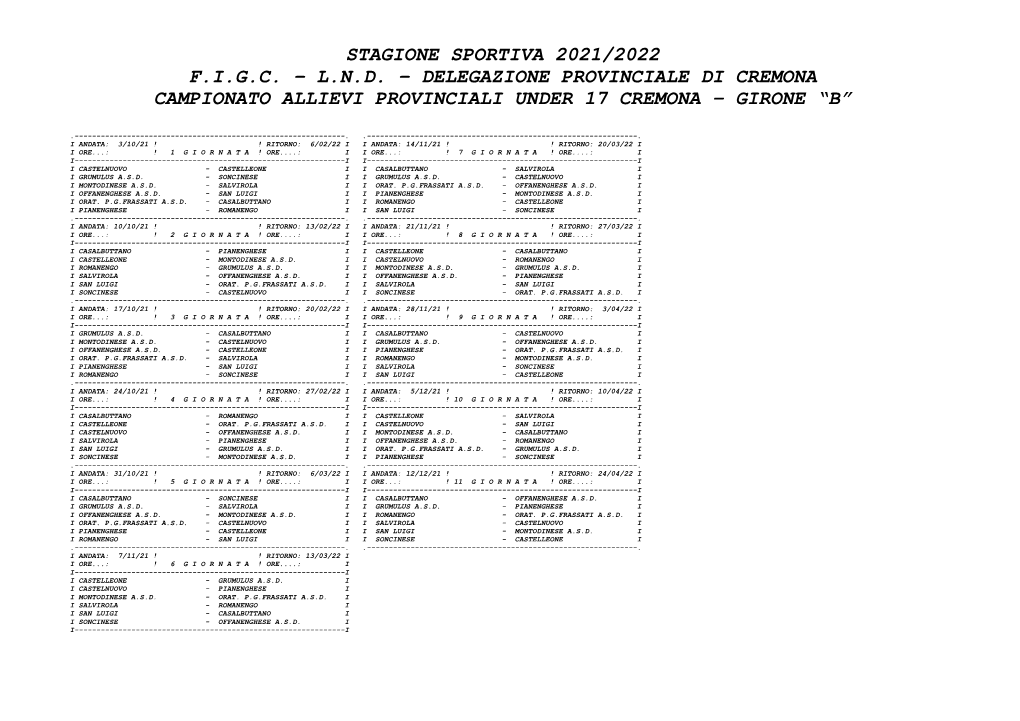 Stagione Sportiva 2021/2022 Figc – Lnd – Delegazione Provinciale Di