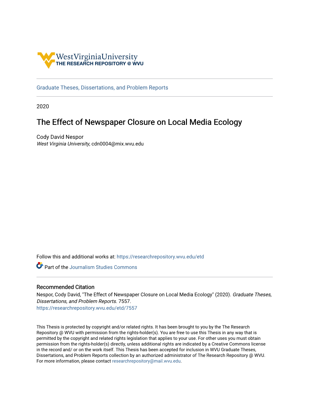 The Effect of Newspaper Closure on Local Media Ecology