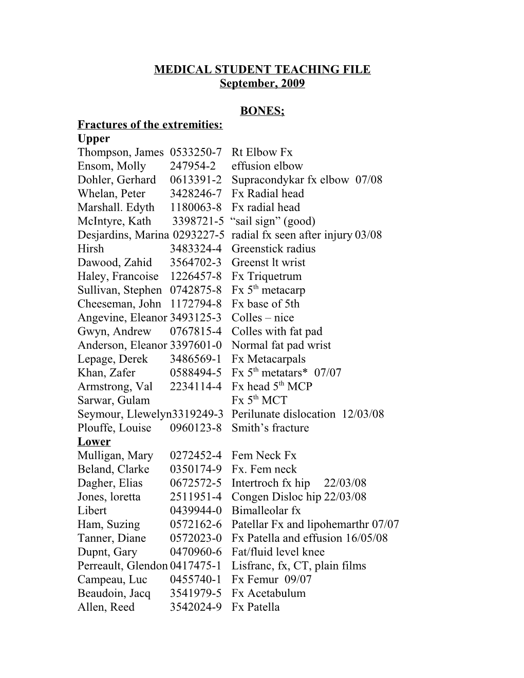 Medical Student Teaching File