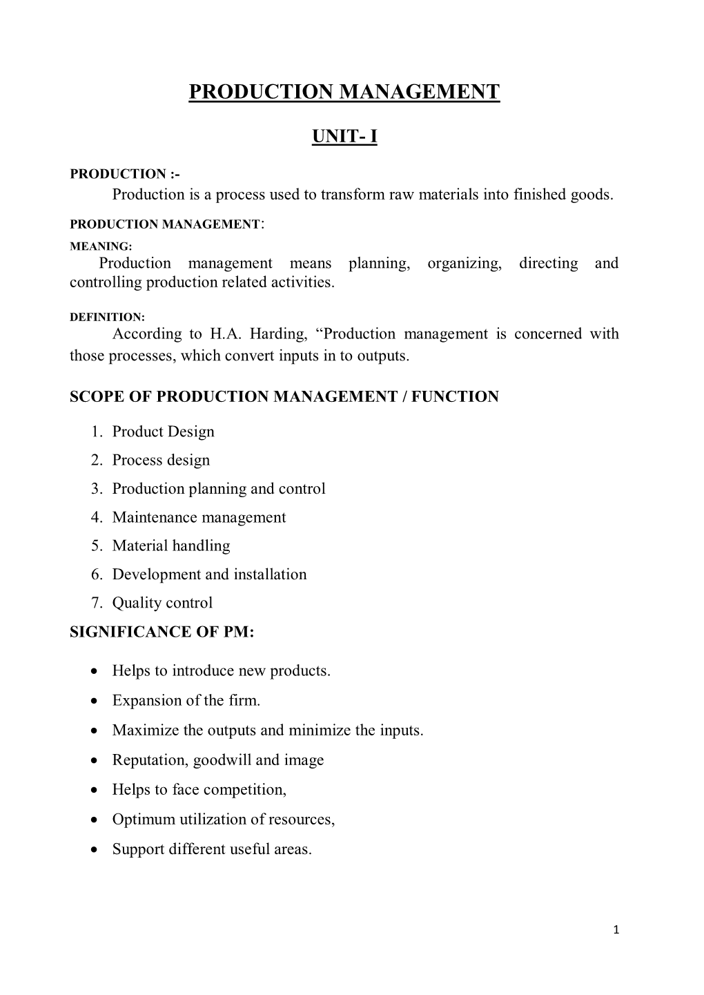 Production Management