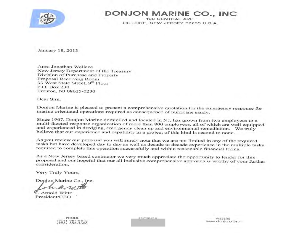 Donjon Marine Co., Inc. – RFQ Response / Waterways Debris Removal and Dredging Services