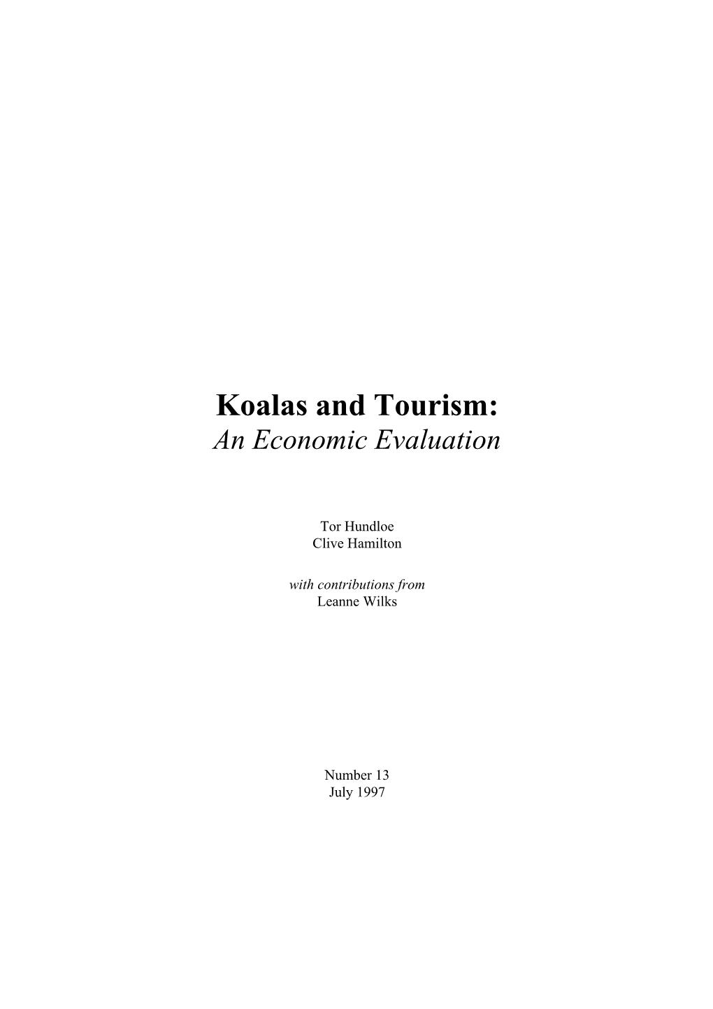 Koalas and Tourism: an Economic Evaluation