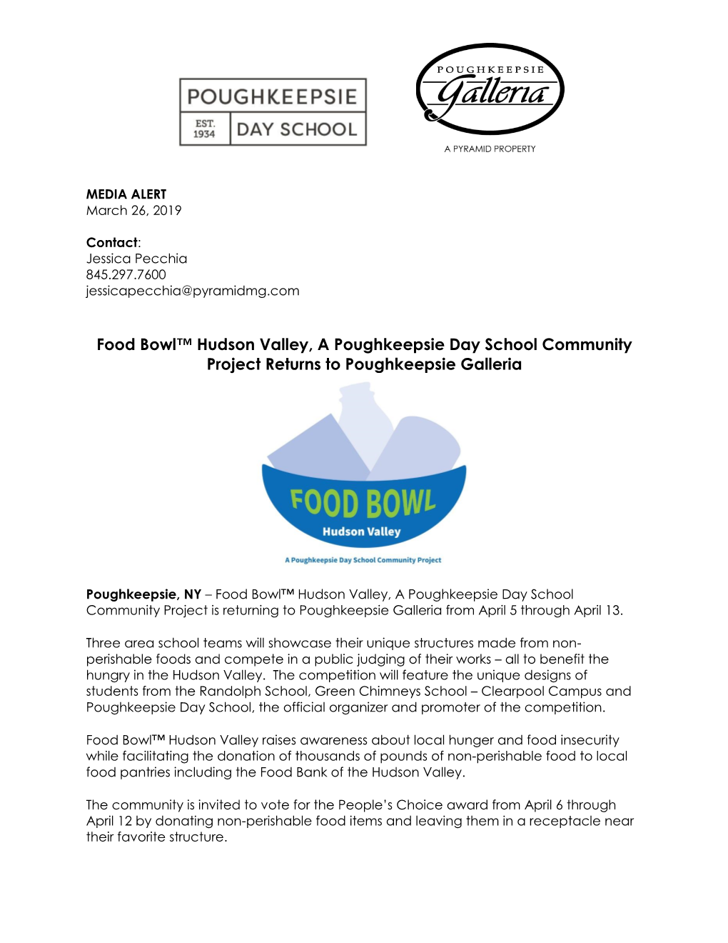 Food Bowl™ Hudson Valley, a Poughkeepsie Day School Community Project Returns to Poughkeepsie Galleria