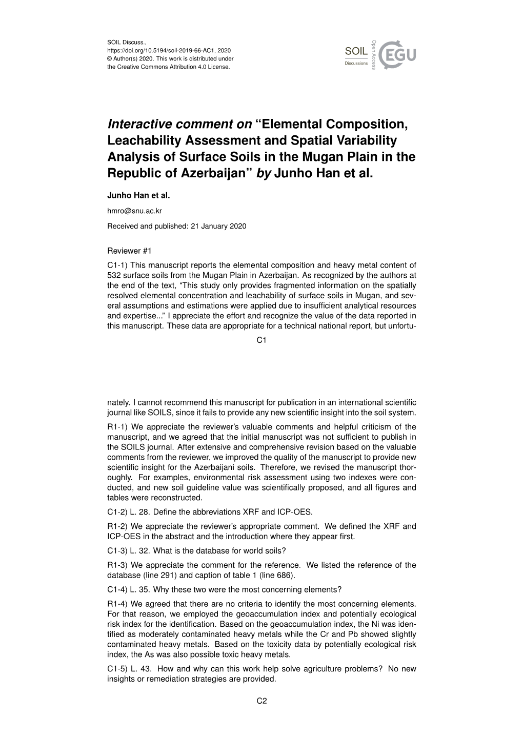 Interactive Comment on “Elemental Composition, Leachability