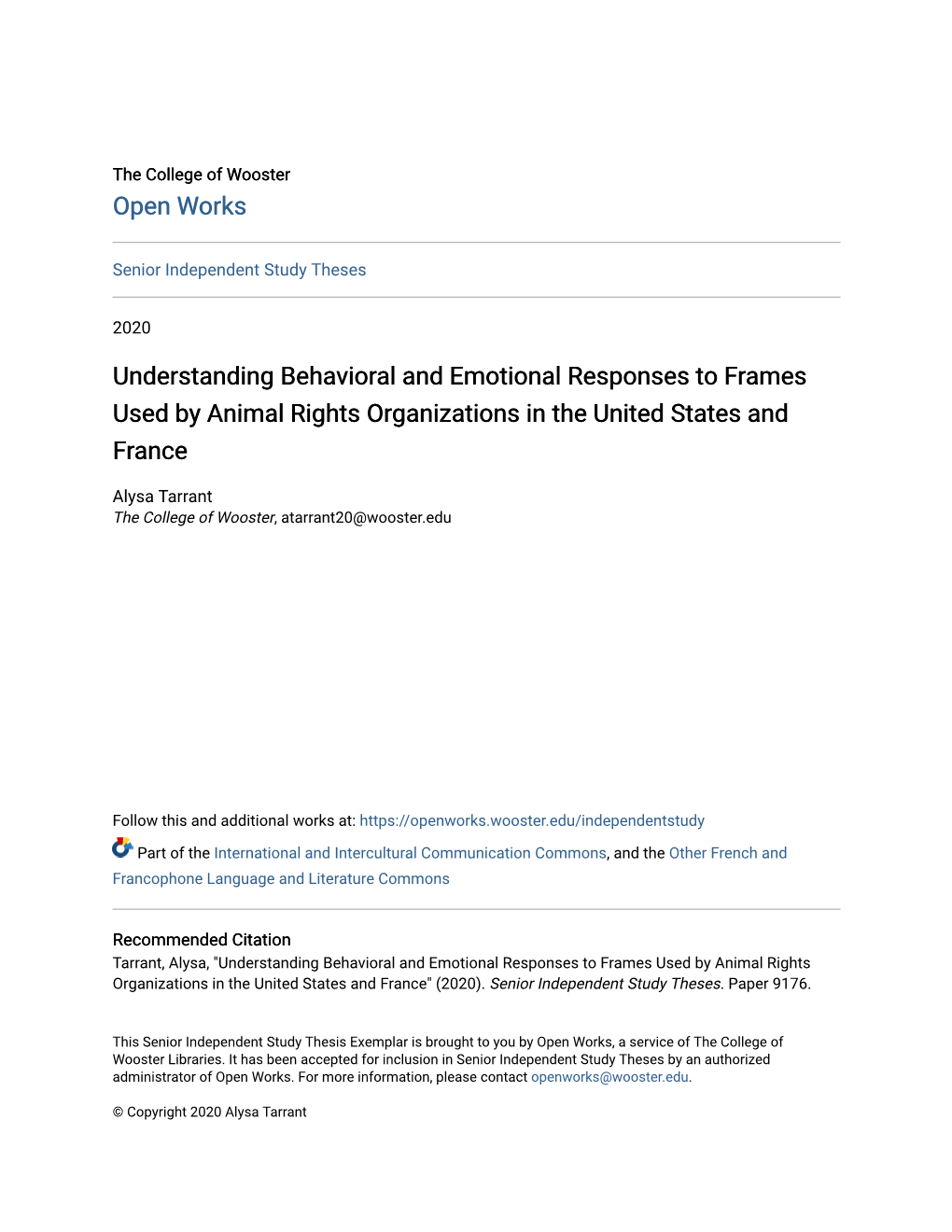 Understanding Behavioral and Emotional Responses to Frames Used by Animal Rights Organizations in the United States and France