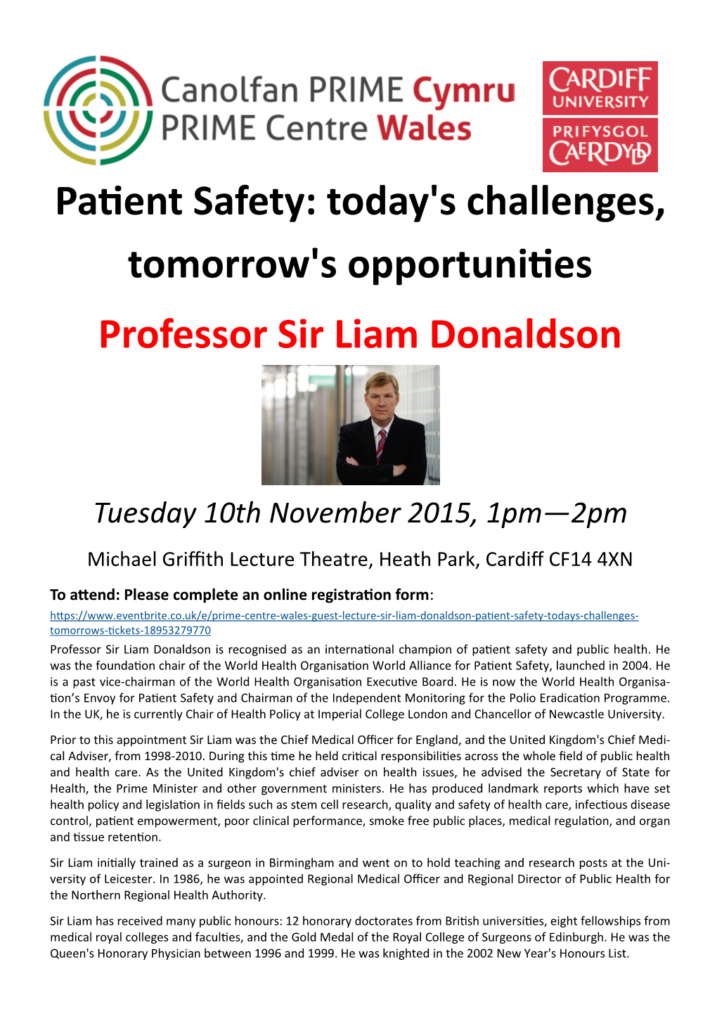 Patient Safety: Today's Challenges, Tomorrow's Opportunities Professor