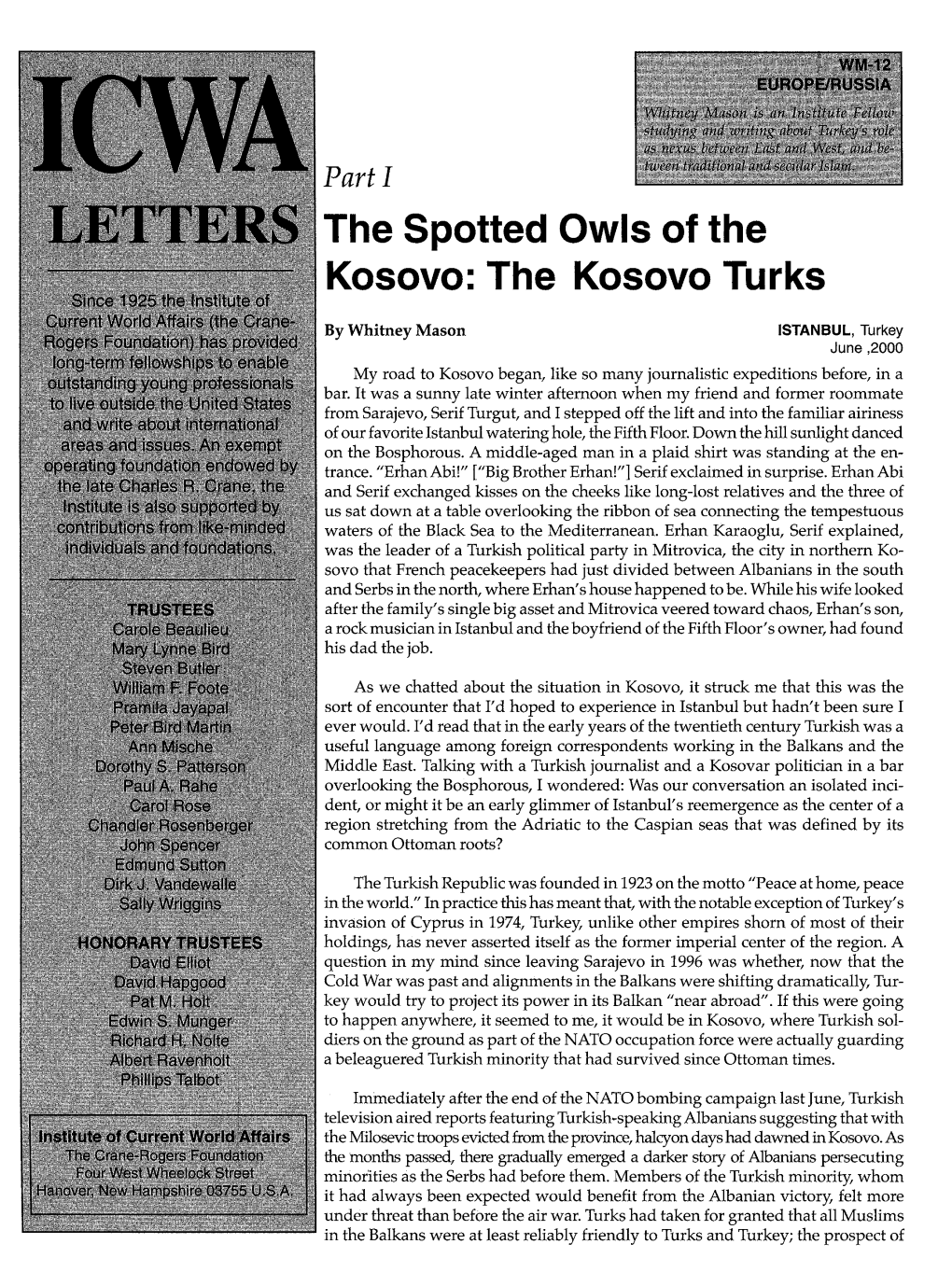 The Spotted Owls of Kosovo