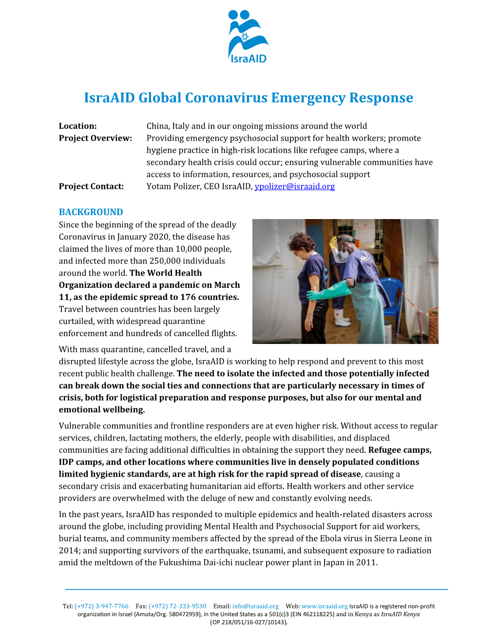 Israaid Global Coronavirus Emergency Response