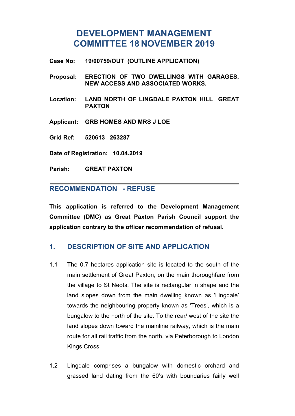 Development Management Committee 18November 2019