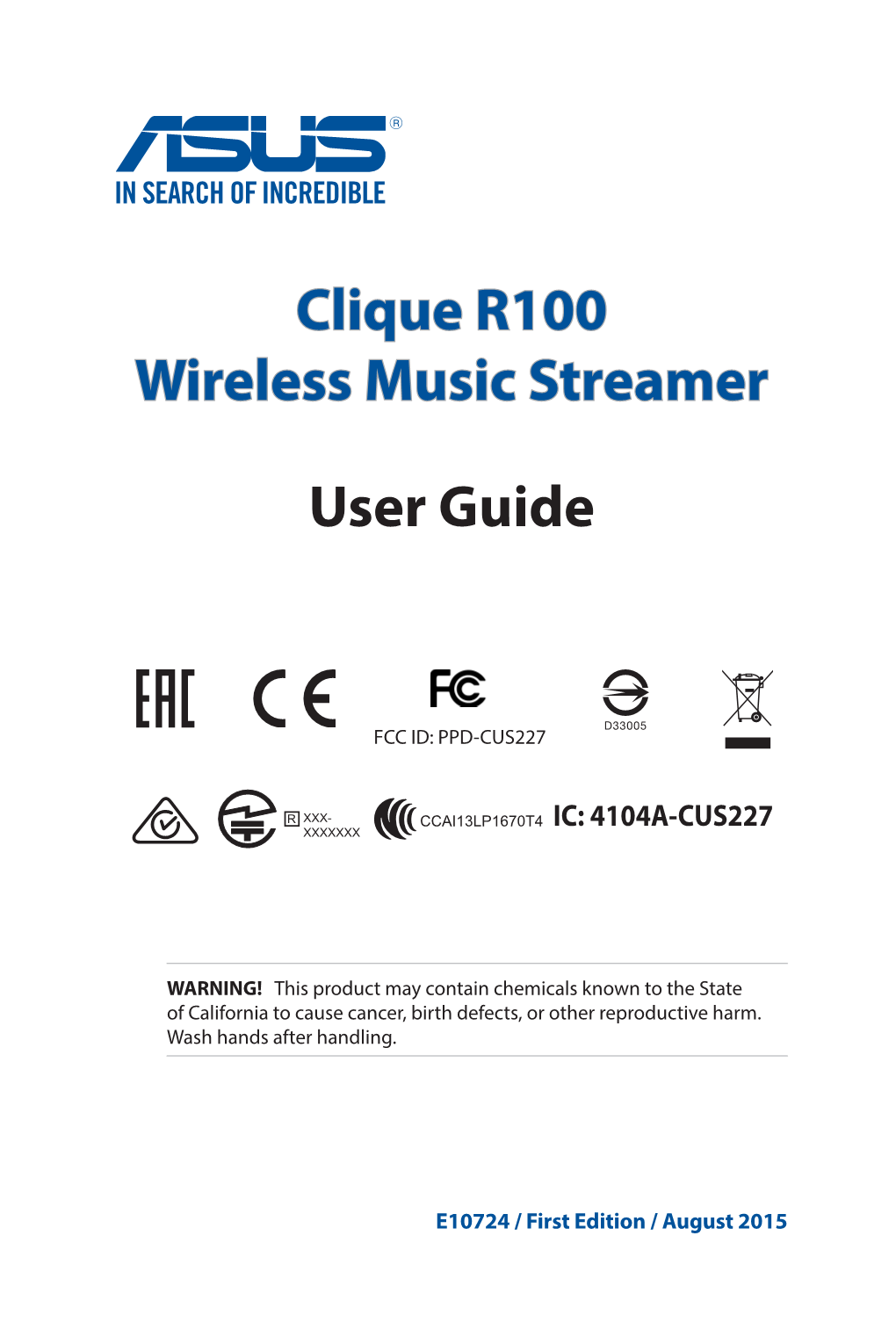 Clique R100 Wireless Music Streamer User Guide