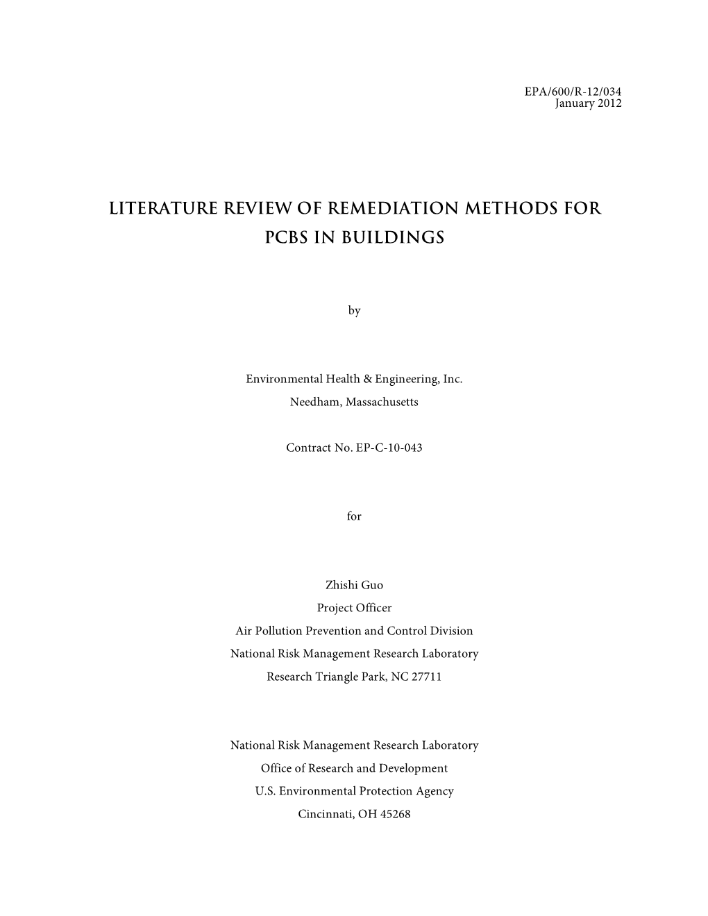 Literature Review of Remediation Methods for Pcbs in Buildings