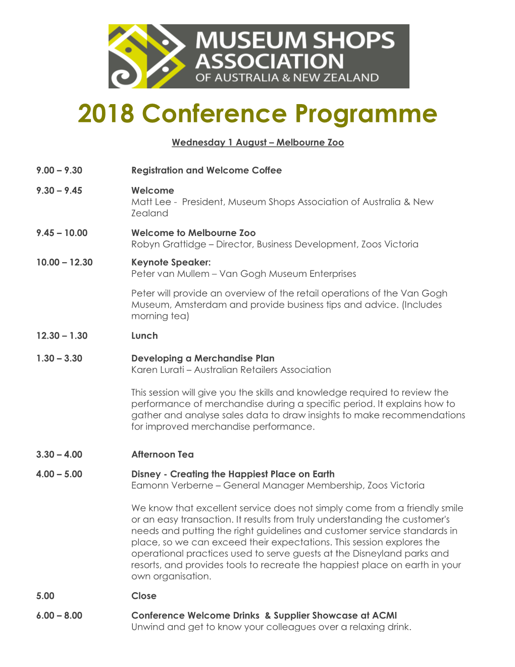 2018 Conference Programme