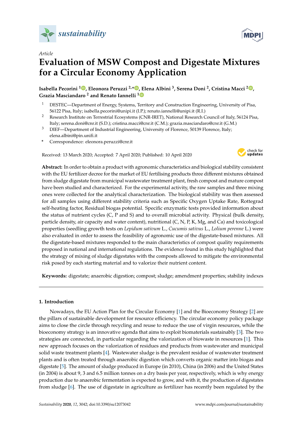 Evaluation of MSW Compost and Digestate Mixtures for a Circular Economy Application