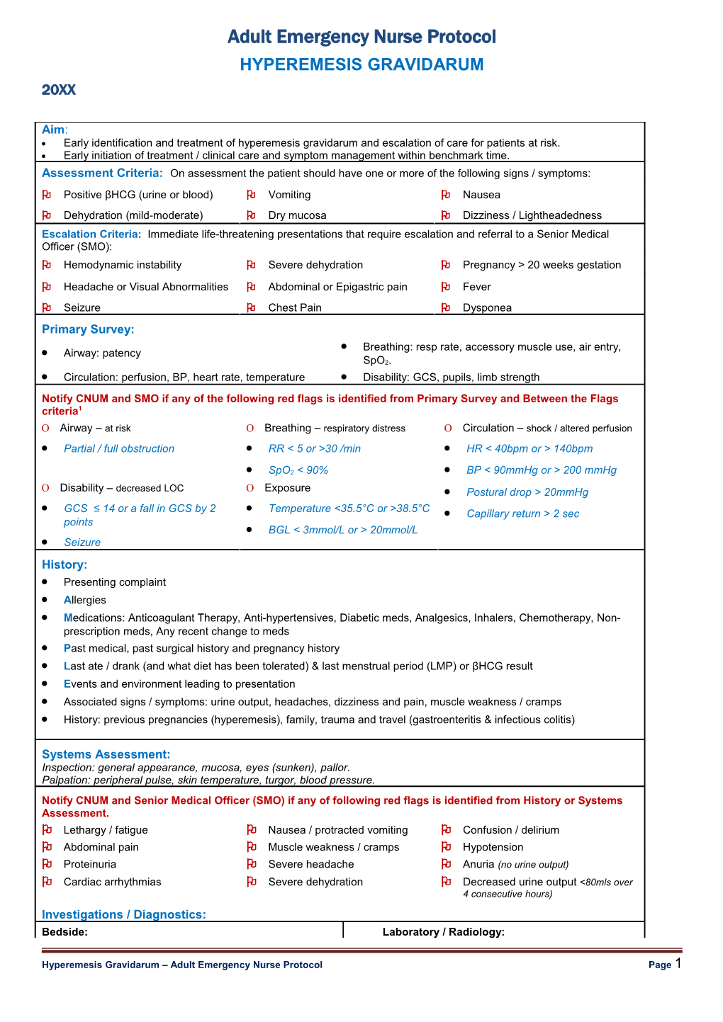 Emergency Nurse Protocol