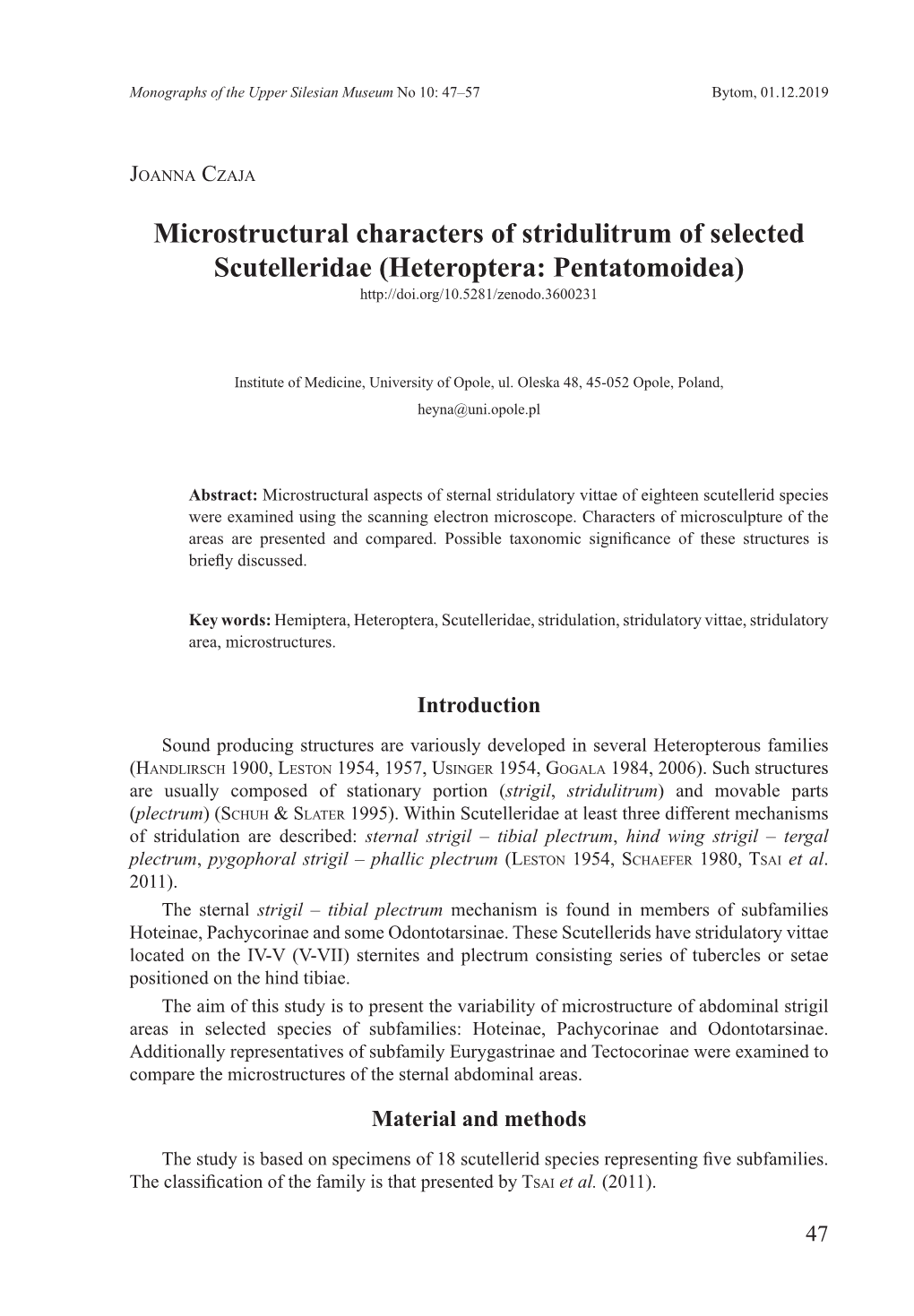 Monographs of the Upper Silesian Museum No 10: Microstructural