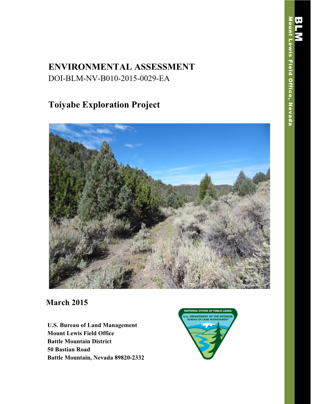 ENVIRONMENTAL ASSESSMENT Toiyabe Exploration Project