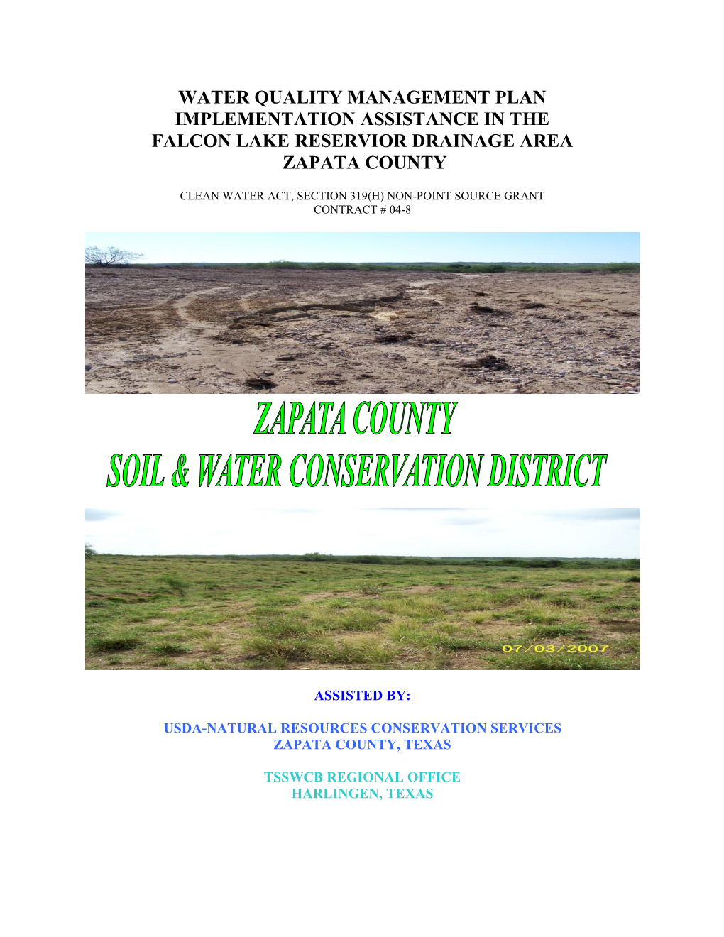WQMP Implementation Assistance in the Falcon Reservoir Drainage Area in Zapata County