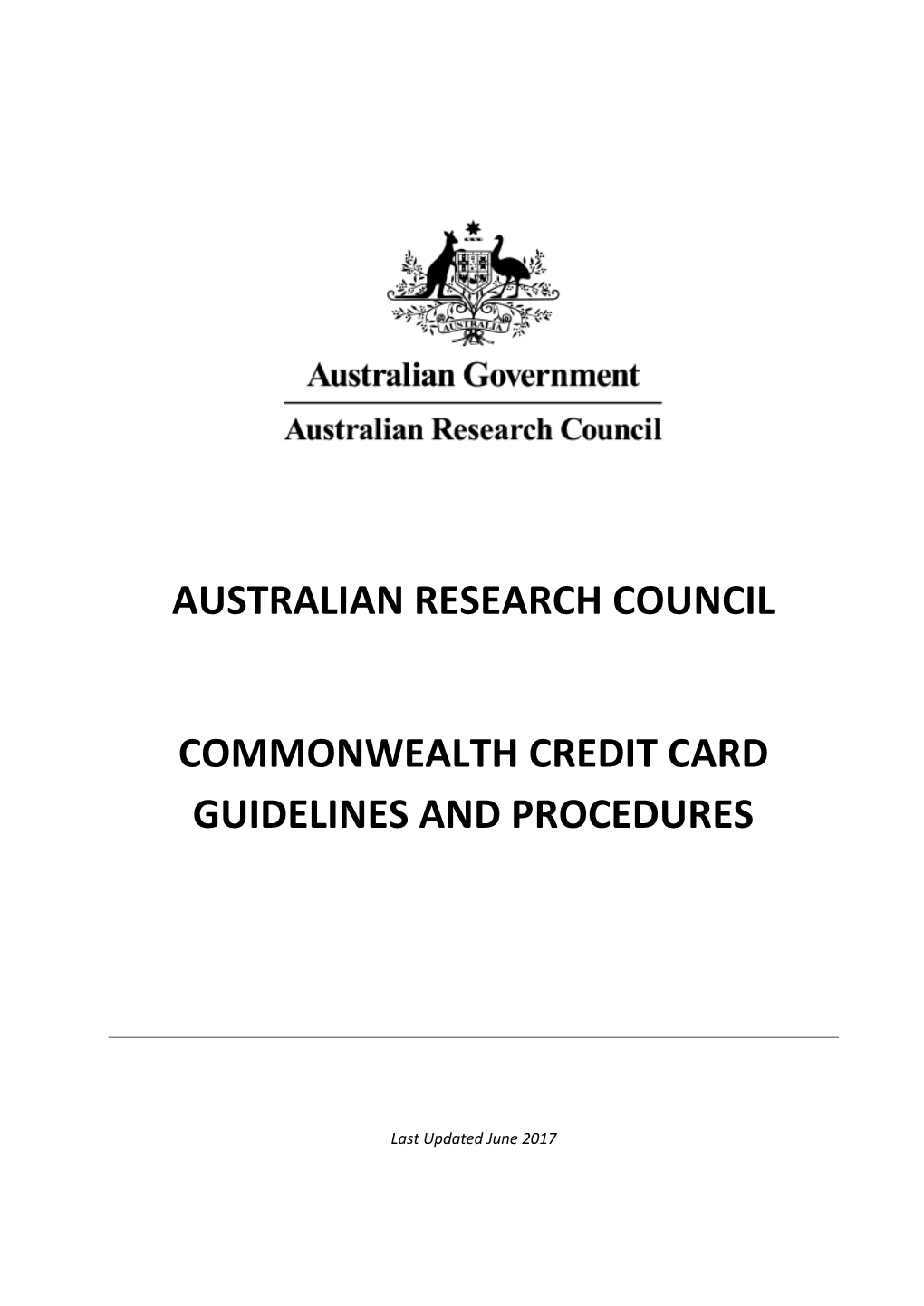 Commonwealth Credit Card Guidelines and Procedures
