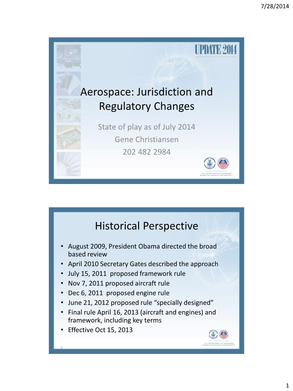 Aerospace: Jurisdiction and Regulatory Changes