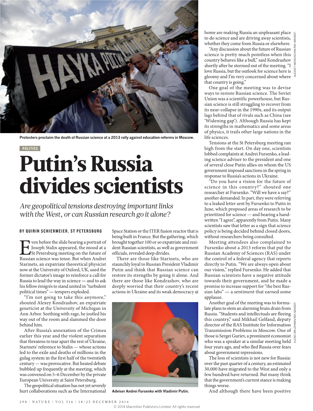 Putin's Russia Divides Scientists