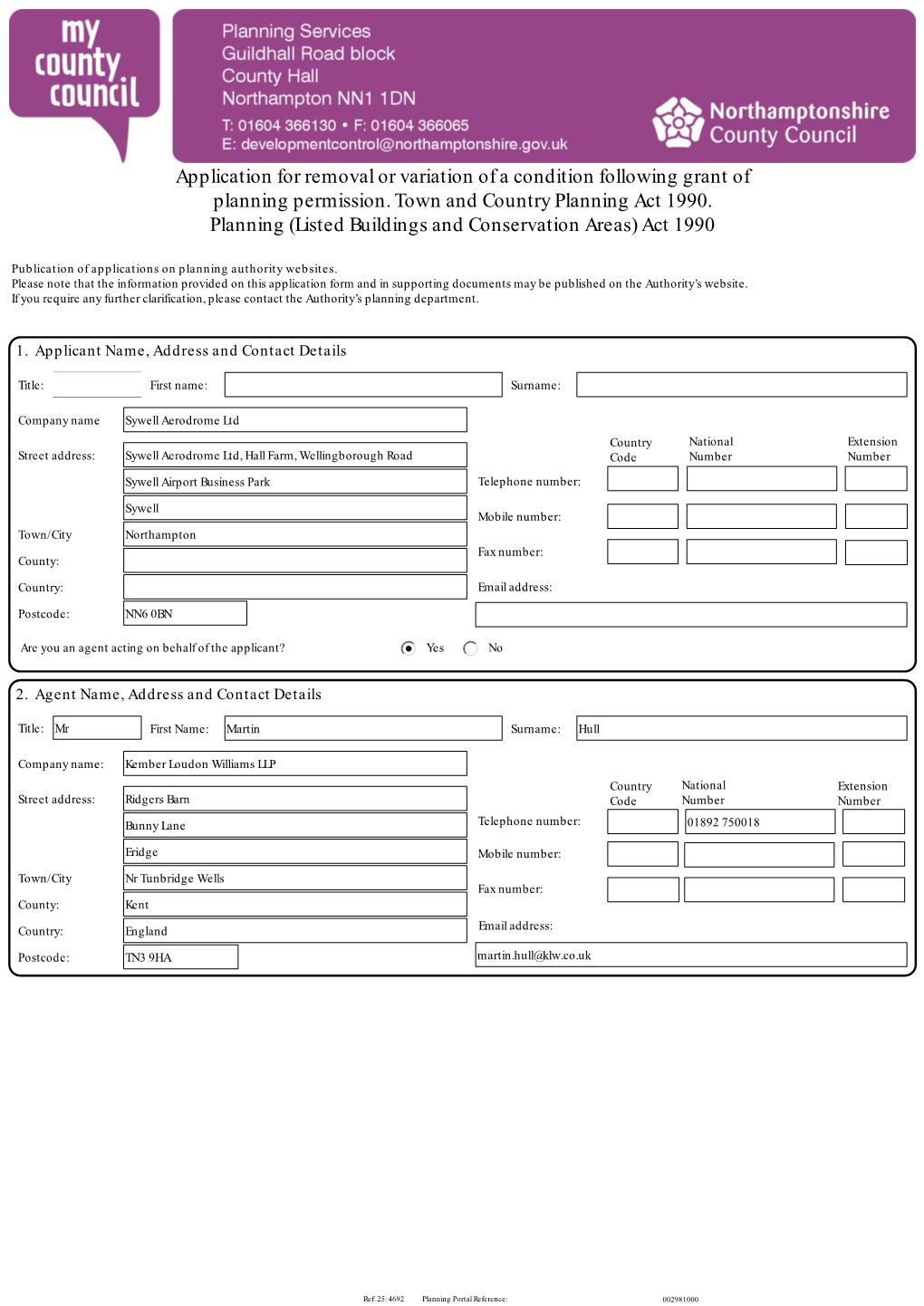 Application for Removal Or Variation of a Condition Following Grant of Planning Permission