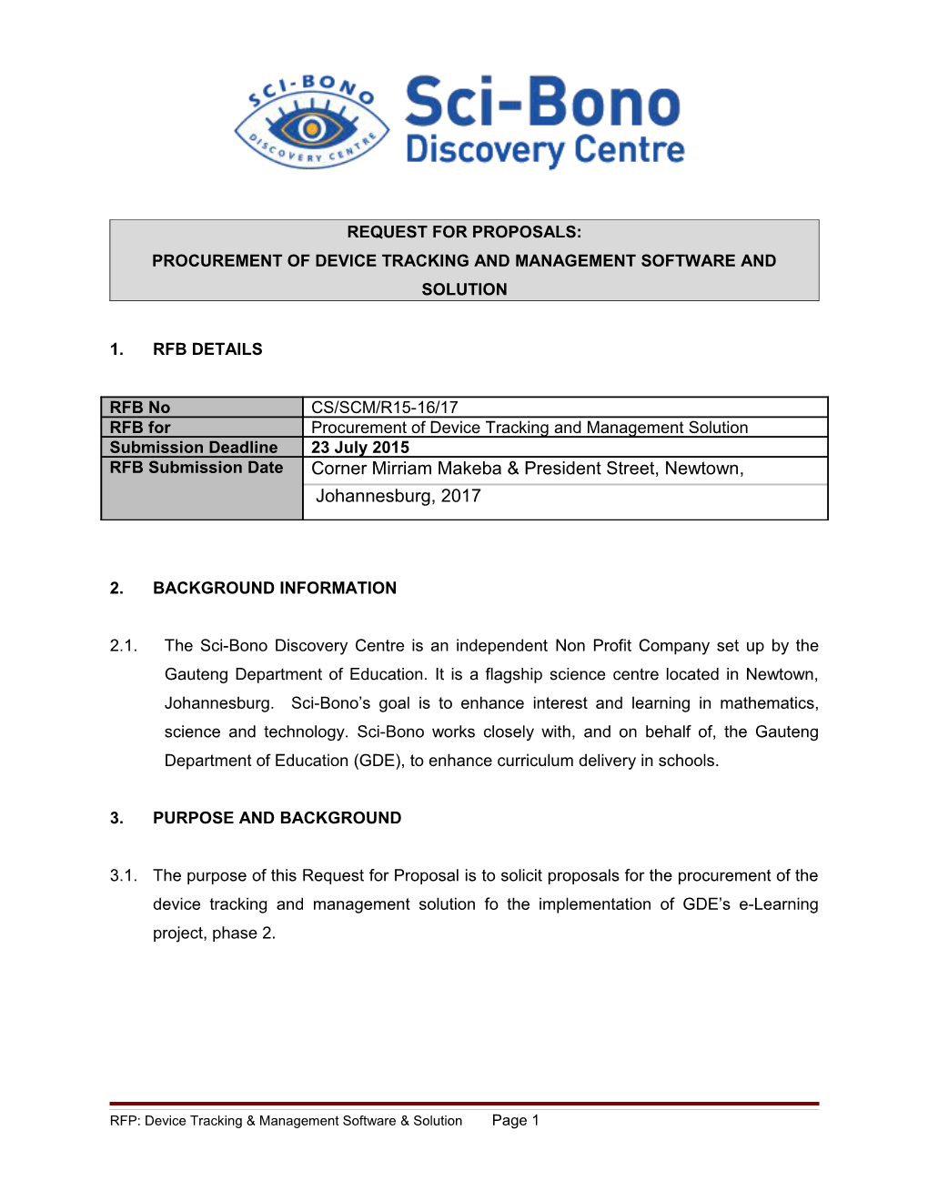 Procurement of Device Tracking and Management Software and Solution