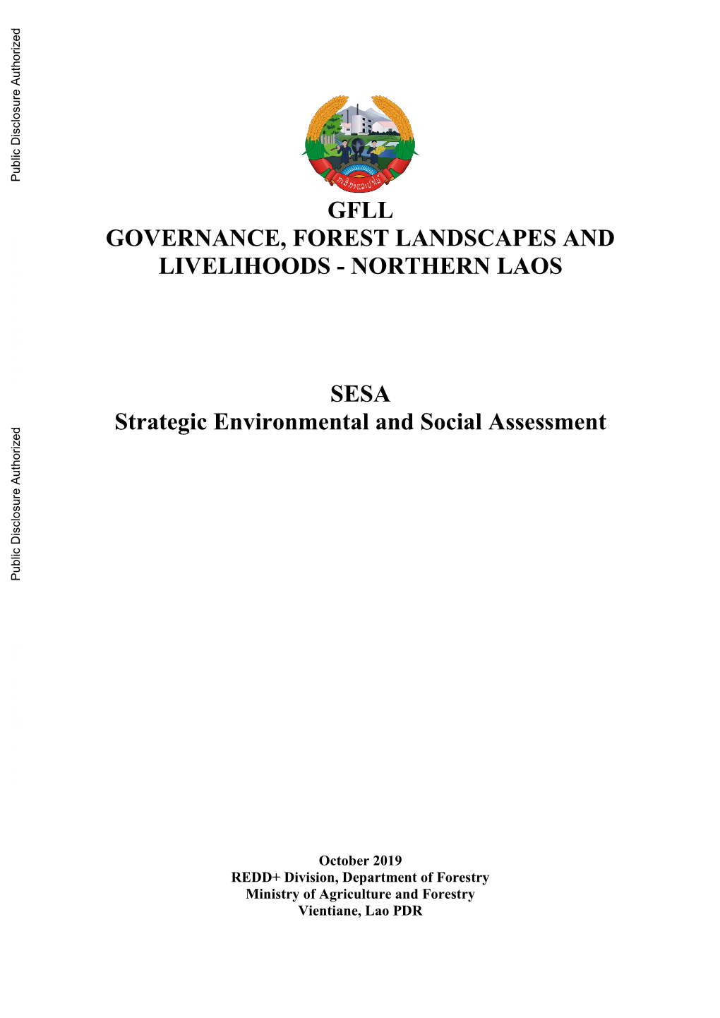 NORTHERN LAOS SESA Strategic Environmental and Social