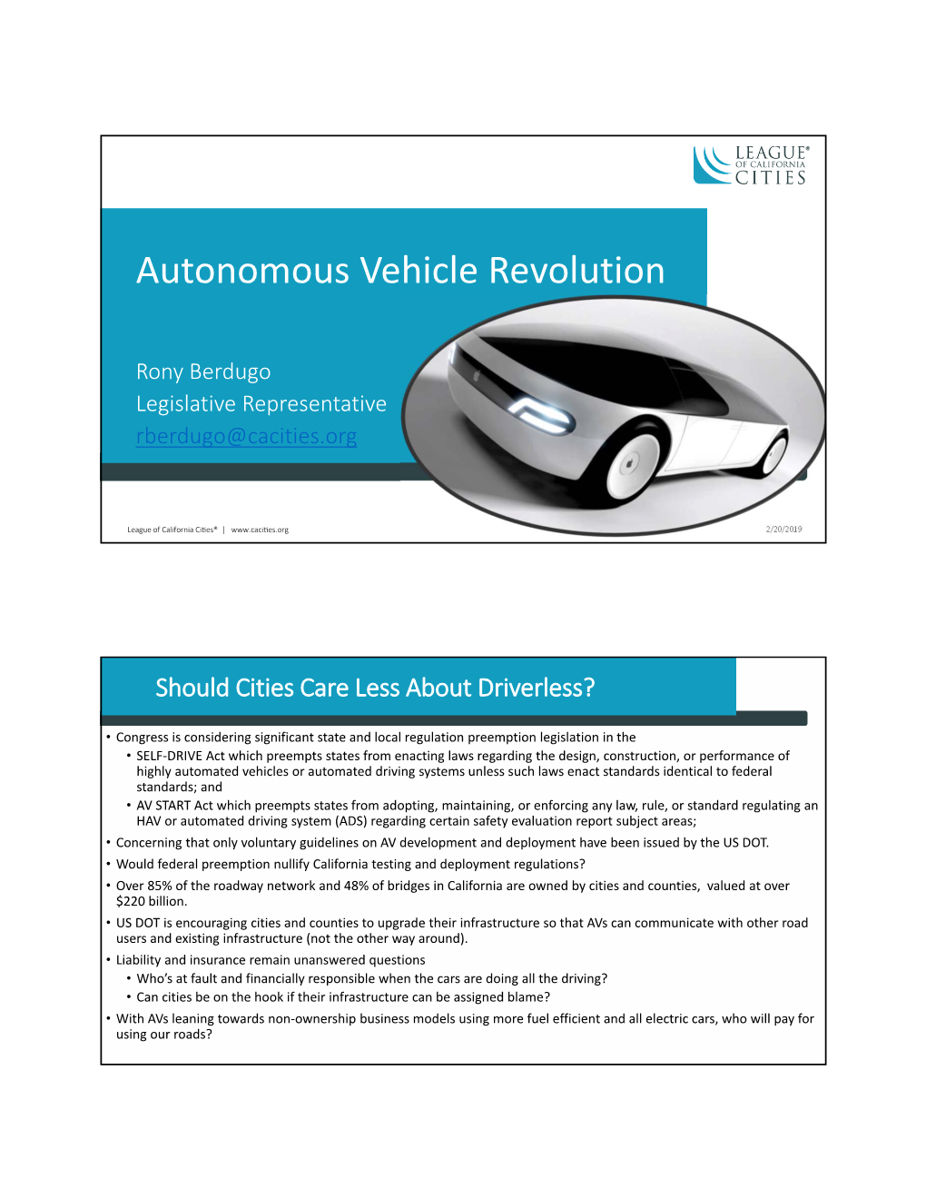 Update on the Autonomous Vehicle Revolution