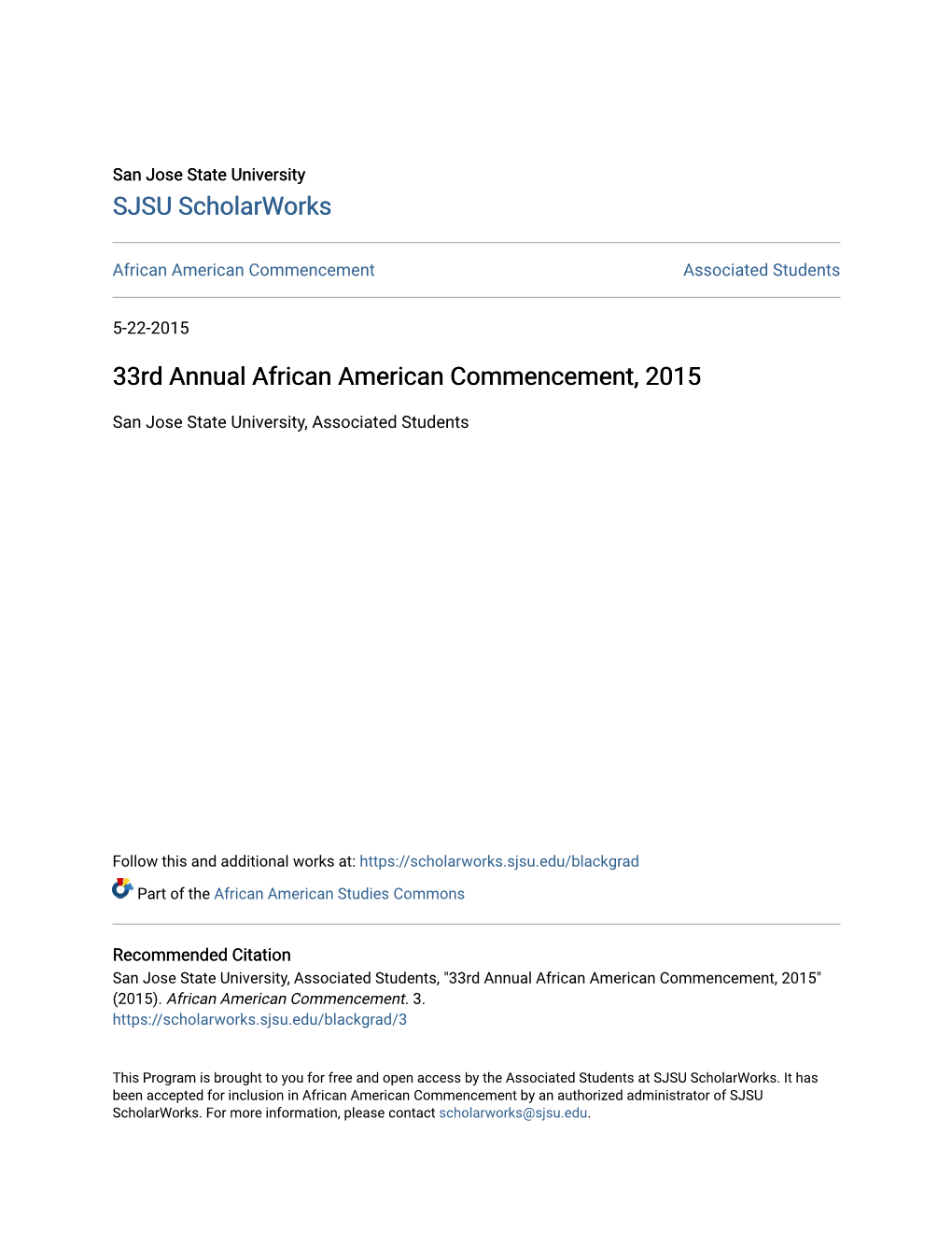 33Rd Annual African American Commencement, 2015