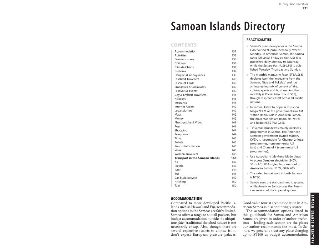 Samoan Islands Directory