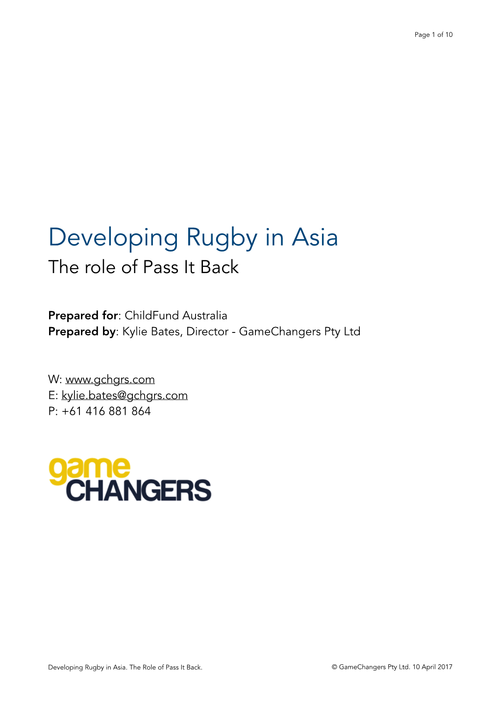Developing Rugby in Asia.Pages