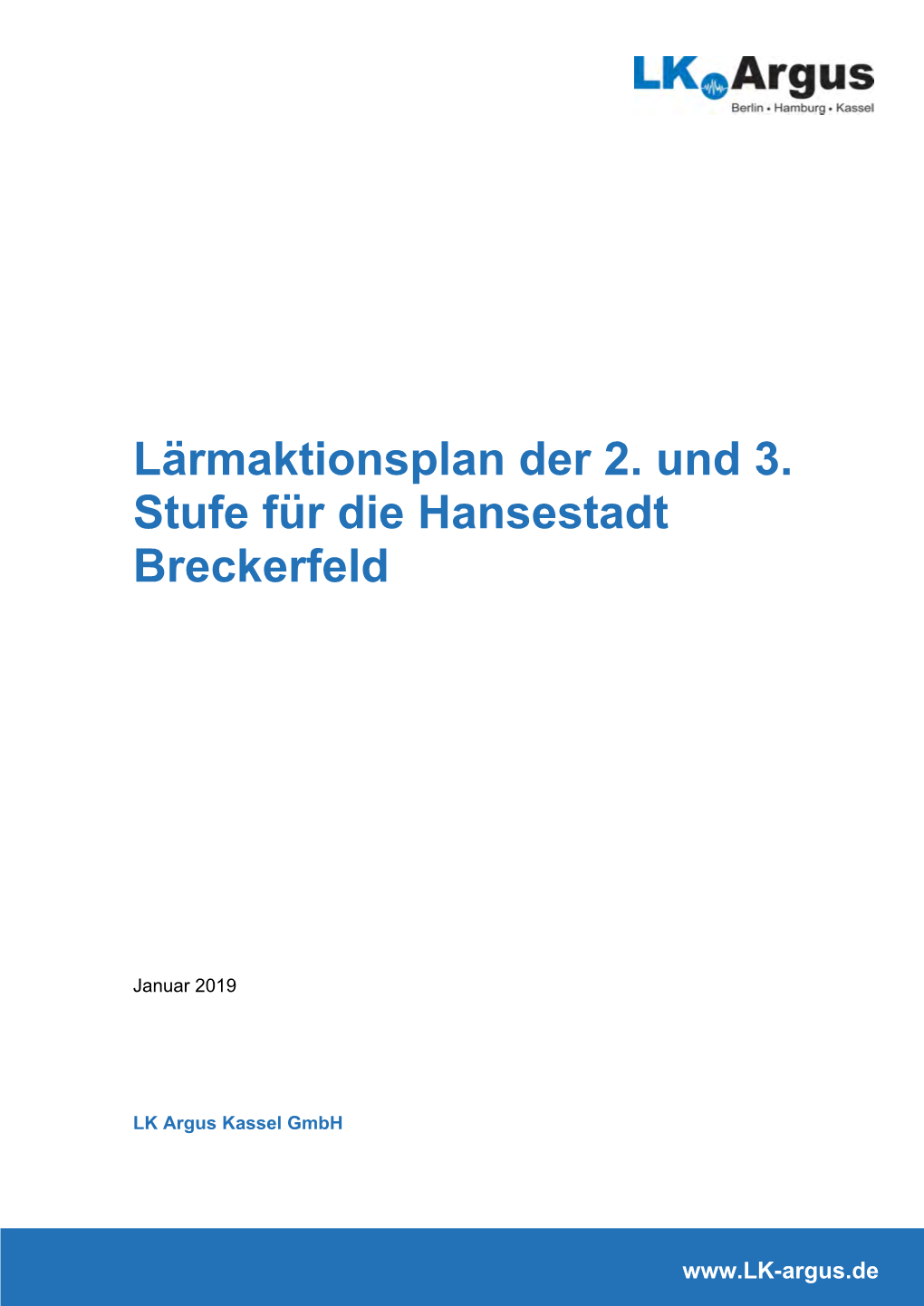 Lärmaktionsplan Der 2. Und 3. Stufe Für Die Hansestadt Breckerfeld