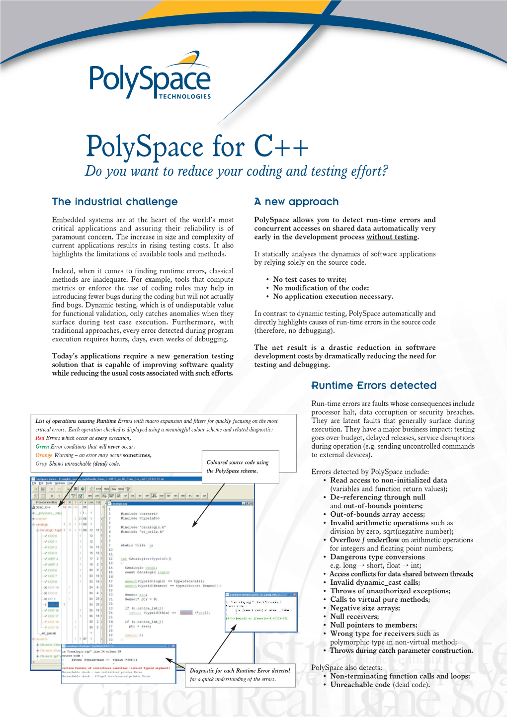 Polyspace for C++ Do You Want to Reduce Your Coding and Testing Effort?