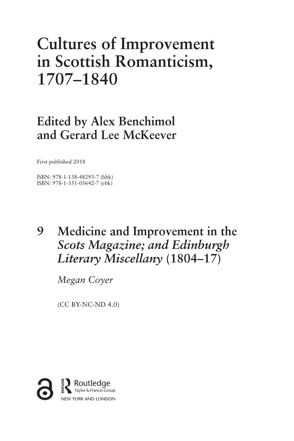 Cultures of Improvement in Scottish Romanticism, 1707–1840