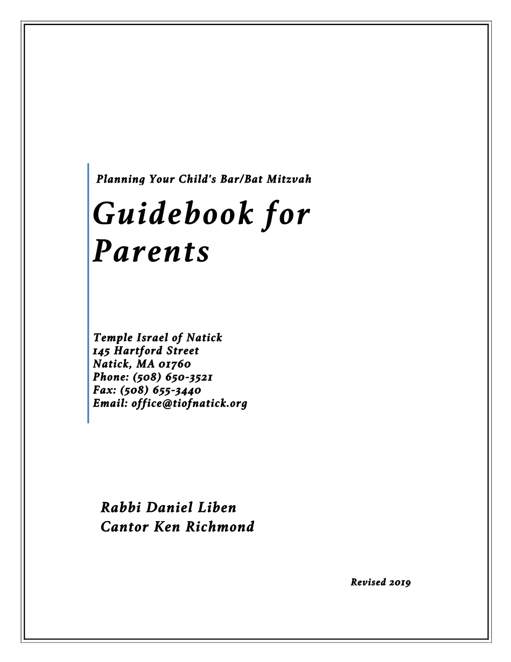 Bar/Bat Mitzvah Guidebook for Parents